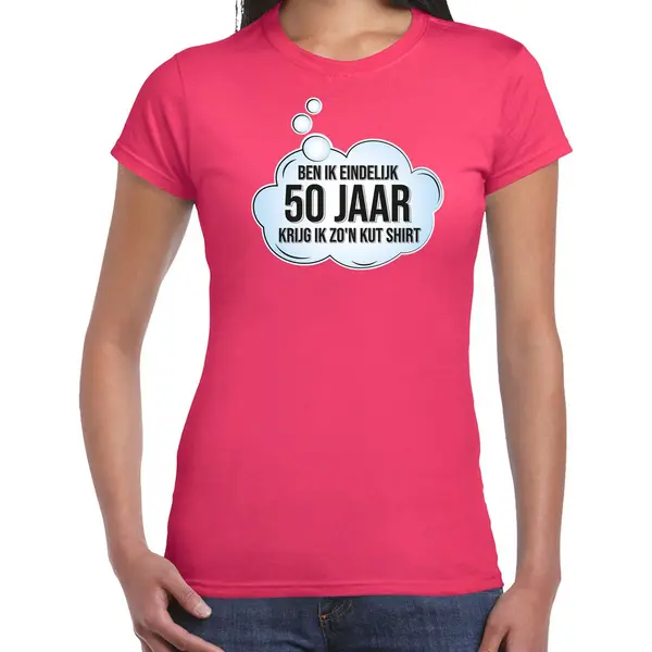 Bellatio Decorations Verjaardag Cadeau T-shirt Dames - 50 Jaar/Sarah - Fuchsia Roze - Kut Shirt M thumbnail