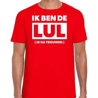 Bellatio Decorations Vrijgezellen Feest T-shirt Heren - Ik Ben De Lul - Rood - Bachelor Party Xl