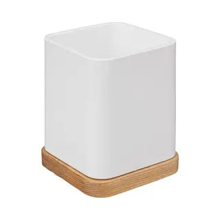 5Five Pennenbakje/bureau Organizer - Wit - 10 X 8 Cm - Bamboe - Vierkant - Kantoor/hobby Opbergen