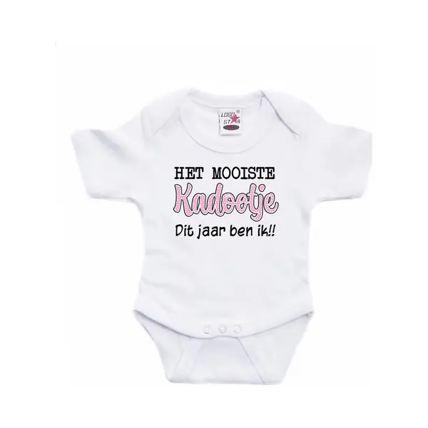 Bellatio Decorations Baby Rompertje - Kadootje - Wit/roze - Moederdag - Babyshower/kraamcadeau 92 thumbnail