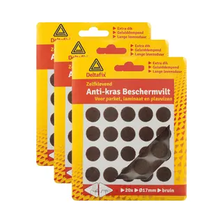Deltafix Anti-krasvilt - 60x - Bruin - 17 Mm - Rond - Zelfklevend - Meubel Beschermvilt