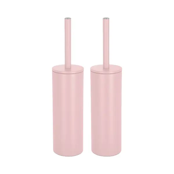 Spirella Luxe Toiletborstel In Houder Cannes - 2x - Lichtroze - Metaal - 40 X 9 Cm - Met Binnenbak thumbnail