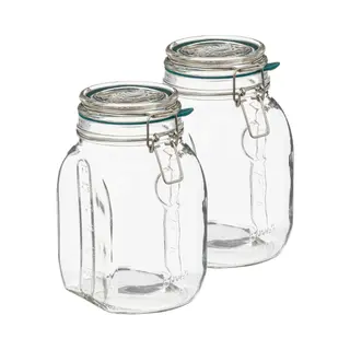 5Five Weckpot/inmaakpot Jarro - 2x - 1, 5L - Glas - Beugelsluiting - D15 X H20 Cm