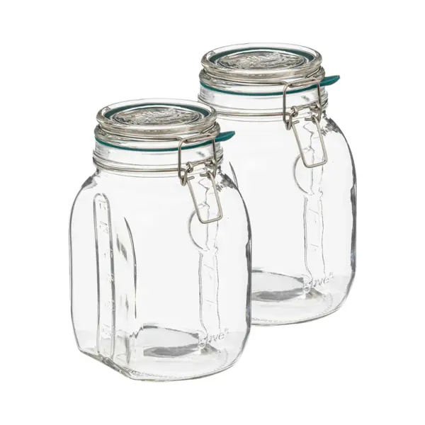 5Five Weckpot/inmaakpot Jarro - 2x - 1, 5L - Glas - Beugelsluiting - D15 X H20 Cm thumbnail