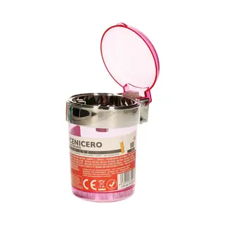 Auto Asbak Met Led Lamp Verlichting En Klepje - Roze - 11 X 8 Cm