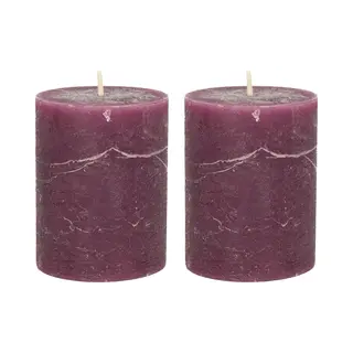Stompkaars/cilinderkaars - 2x - Bordeaux Rood - 7 X 9 Cm - Middel Rustiek Model