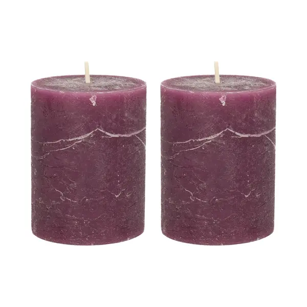 Stompkaars/cilinderkaars - 2x - Bordeaux Rood - 7 X 9 Cm - Middel Rustiek Model thumbnail