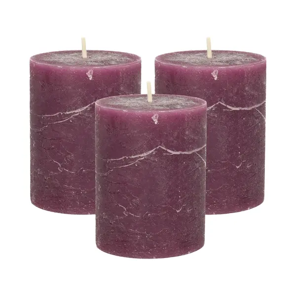 Stompkaars/cilinderkaars - 3x - Bordeaux Rood - 7 X 9 Cm - Middel Rustiek Model thumbnail