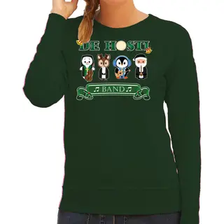 Bellatio Decorations Foute Kersttrui/sweater Dames - De Hosti Band - Groen - Kerstmuziek - Band Xxl