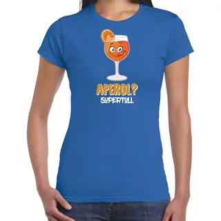 Bellatio Decorations Apres Ski T-shirt Dames - Aperol Supertoll - Blauw - Wintersport -aperol Spritz L