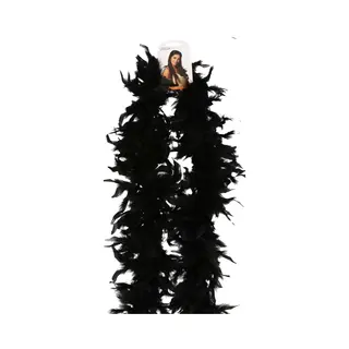 Atosa Carnaval Verkleed Boa Met Veren - 2x - Zwart - 180 Cm - 45 Gram - Glitter And Glamour