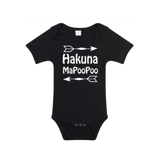 Bellatio Decorations Baby Rompertje - Hakuna Mapoopoo - Zwart - Kraam Cadeau - Babyshower 92 thumbnail