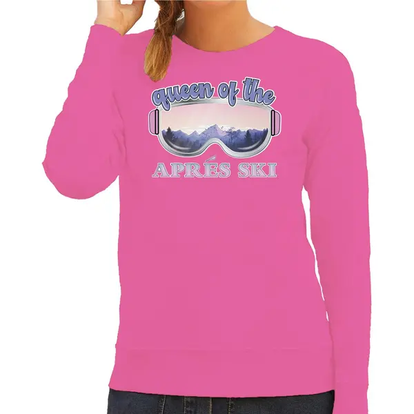 Bellatio Decorations Apres Ski Sweater Voor Dames - Queen Of The Apres Ski - Roze - Skien Xs thumbnail