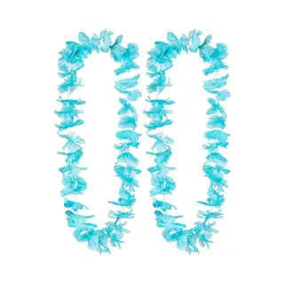 Boland Hawaii Krans/slinger - 2x - Tropische Kleuren Turquoise Blauw - Bloemen Hals Slingers