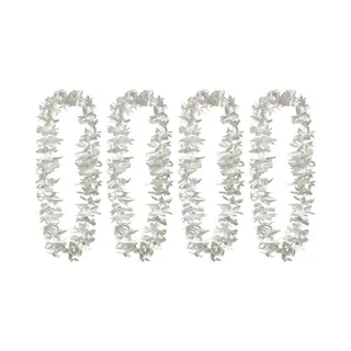 Boland Hawaii Krans/slinger - 4x - Tropische Kleuren Zilver - Bloemenslinger - Party Verkleed Accessoires
