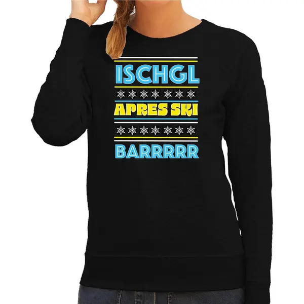 Bellatio Decorations Apres Ski Sweater Dames - Ischgl - Zwart - Apresski Bar/kroeg - Wintersport S thumbnail
