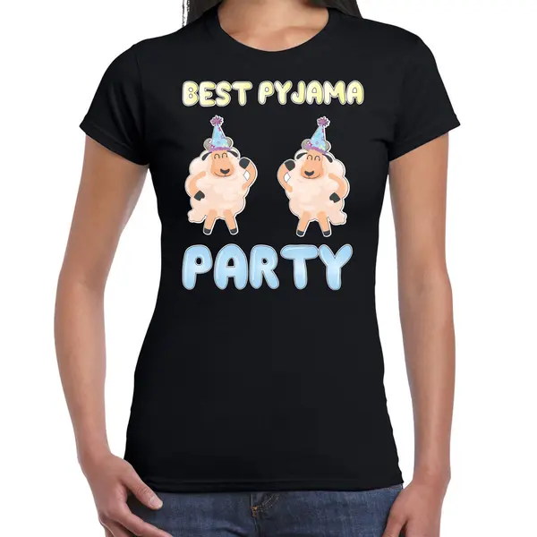 Bellatio Decorations Verkleed T-shirt Voor Dames - Best Pyjama Party - Zwart - Carnaval - Foute Party Xxl thumbnail