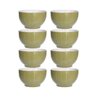Excellent Houseware Soepkommen/serveer Schaaltjes - 8x - Venice - Keramiek - D14 X H8 Cm - Groen