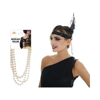 Carnaval Verkleed Accessoire Set - Dames Hoofdband En Parelketting - Charleston/jaren 20 Stijl