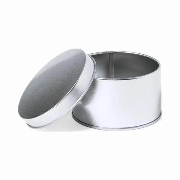 Kleine Cadeaudoosjes/blikjes Metal - Bruiloft Bedankjes - 1x Stuks - Met Afsluitbare Deksel - Zilver - 8 X 5 Cm thumbnail