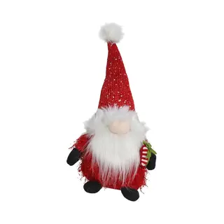 Gerimport Pluche Kerst Gnome - Kerstman - H36 Cm - Decoratie Pop - Rood