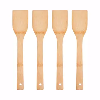 Kinvara Kook/keuken Gerei - 4x - Keuken Lepel - Bruin - Bamboe Hout - 34 Cm