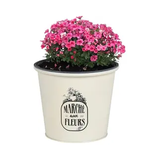Sunnydays /plantenpot/bloempot - Zink - Ivoorwit - D19 X H16 Cm