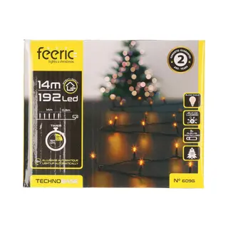 Feeric lights & Christmas Feeric Lights Feestverlichting - Warm Wit - 14 M- 192 Led Lampjes - Zwart Snoer - Batterij
