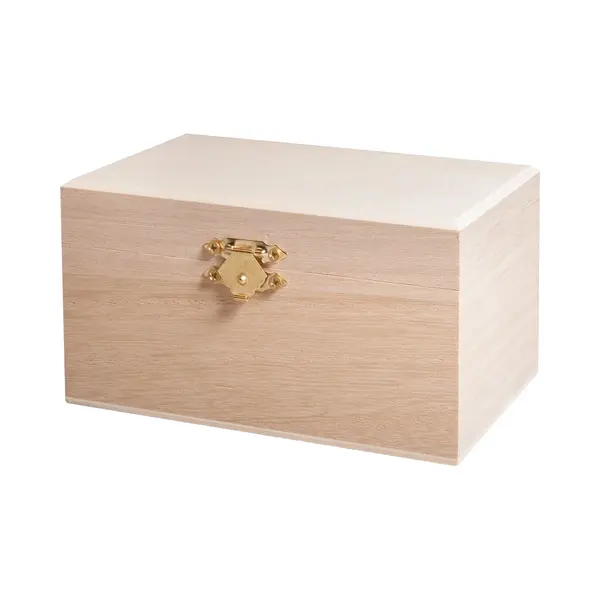 Rayher hobby materialen Rayher Hobby Houten Kistje/box Met Sluiting En Deksel - 14 X 8 X 7 Cm - Sieraden/spulletjes/sleutels - Kleine Kistjes thumbnail