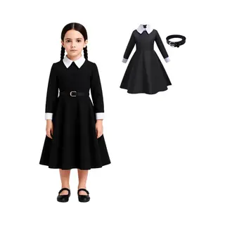Joyakids Joya Kids® Gotische Verkleedjurk Meisje | Horror Films Kostuum | Meisje | Zwart | Halloween Jurk | Verkleedkleding | Maat 120