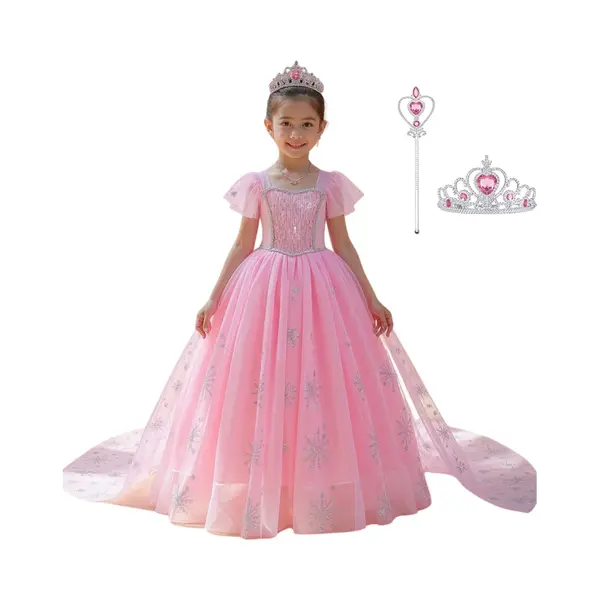 Joyakids Joya Kids® Roze Prinses Jurk | Luxe Verkleedjurk | Prinsessenjurk Meisje | Verkleedkleren Meisje | Prinsessen Verkleedkleding | Carnavalskleding thumbnail
