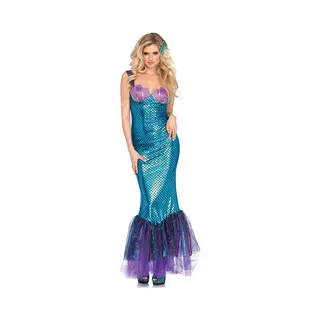 Joya Party® Mermaid Verkleed Jurk Volwassenen | Blauw En Paarse Glamour Jurk | Carnaval Verkleedjurk Dames | Prinsessenjurk Vrouwen | Zeemeermin
