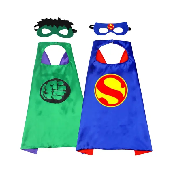 Joyakids Joya Kids® Set Van 2 Super En Groene Superheld Cape En Masker Set | Superhelden Verkleedpak | Super En Green Pak | Cape | Masker | Kostuum Jongens thumbnail