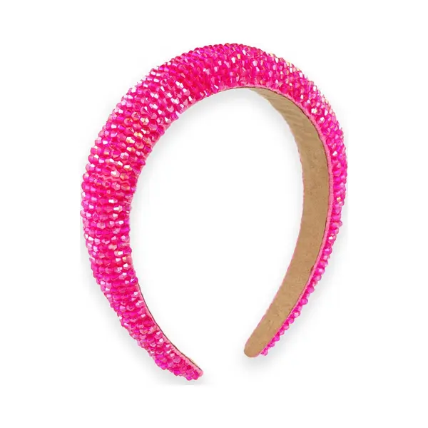 Lajetti - Strass Steentjes Haarband Dames Diadeem Roze Fuchsia Glitter thumbnail