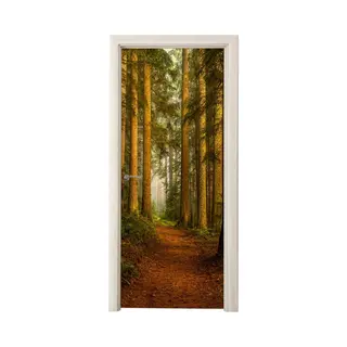 StickerSnake Deurposter 95x235 Cm - Deursticker Bos - Natuur - Bomen - Landschap - Bladeren - Meubelfolie Zelfklevend - Deurfolie Woonkamer - Interieurfolie