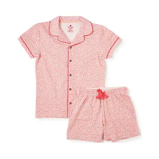 Little Label - Klassieke Zomer Pyjama - Roze Luipaard - Bio Katoen - 10Y/134-140