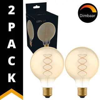 Led's light by Shada DecoDim Led Xl Globe Lamp Goud E27 - Ø 9.5 Cm - Dimbaar - Extra Warm Wit - 3 Lampen - Ledlampen