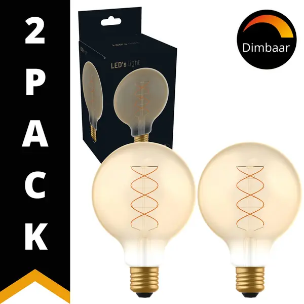 Led's light by Shada DecoDim Led Xl Globe Lamp Goud E27 - Ø 9.5 Cm - Dimbaar - Extra Warm Wit - 3 Lampen - Ledlampen thumbnail