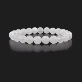 Bixorp Gems Witte Jade Edelsteen Armband - Gepolijste Natuursteen Kralenarmband - 18cm