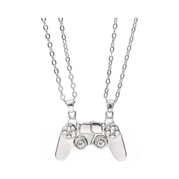 Bixorp Friends Bff Ketting Voor 2 Met Controller Zilverkleurig - Magnetische Vriendschapsketting - Twee Helften Best Friends - Voor Meisjes - Best thumbnail