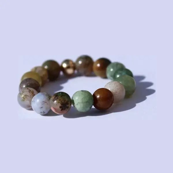 Bixorp Gems Edelsteen Ring Van Indiaanse Agaat - 4mm Kralen Ring - Cadeau Voor Haar thumbnail