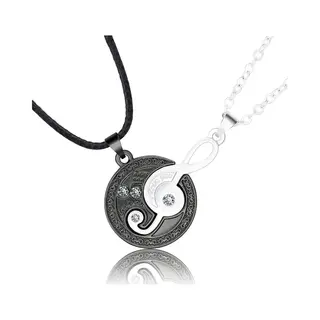 Bixorp Friends Bff Ketting Voor 2 Muzieknoot - Zwart & Zilverkleurig - Best Friends Ketting Vriendschap Cadeau Voor Twee