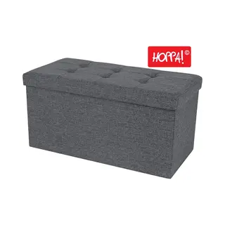 Hoppa! - Linnen Zitbank - Grijs - 77 X 39 X 39 Cm (B X D X H) - Max. Belastbaarheid 300 Kg