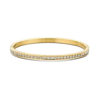 CO88 Collection 8CB-91081 Stalen Armband - Dames - Bangle - Kristal - 1 Rij - 4 Mm Breed - 58 X 51 Mm - Staal - Goudkleurig