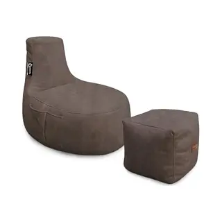 Casacomfy - ModiLounge - Zitzak Met Voetenbankje - Volwassenen - Cold Brew - Lederlook - Zachtestof