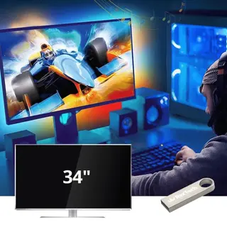 RexTech Pc Ambient Usb Game Verlichting - 34 Inch - Gaming Lamp - Gaming Light Led Strip - Gaming Accessoire - Reageert Op Beeld En Geluid