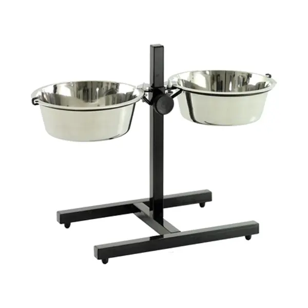 Topmast - Rvs Voerbakken Op Standaard 28 Cm - Zwart Gecoat - Advies Voor Honden Vanaf 40KILO thumbnail