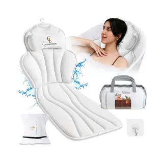 Claessonliving Badewannenkissen Ganzkörper Badekissen (152x56cm) - Badewannenmatte Mit Kopfstütze (11cm) Unterstützt Nacken, Rücken Und Beine - Mit Wasch- Und
