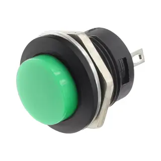 Pulsschakelaar Off-(On) ⌀16mm - 250VV/3A - No (Normally Open) - Inbouw - R13-507 - Groen