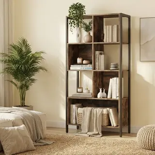 Mazazu - Boekenkast Industrieel - Hout & Metaal - 74x29, 6x154, 5 Cm - 4 Planken- Ruimte Voor Ongeveer 150 Boeken